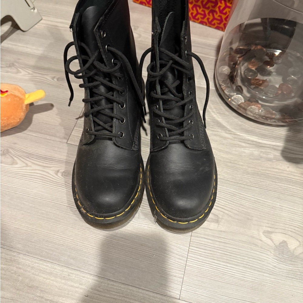 Dr. Martens Black Combat Boots with Air-Cushioned Sole
